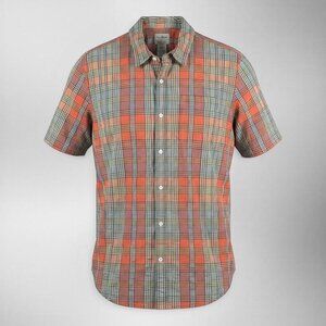 LL Bean Plaid Short Sleeve Shirt Mens Large Organic Cotton